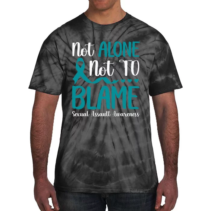 Not Alone Not To Blame Sexual Assault Awareness Teal Ribbon Tie-Dye T-Shirt