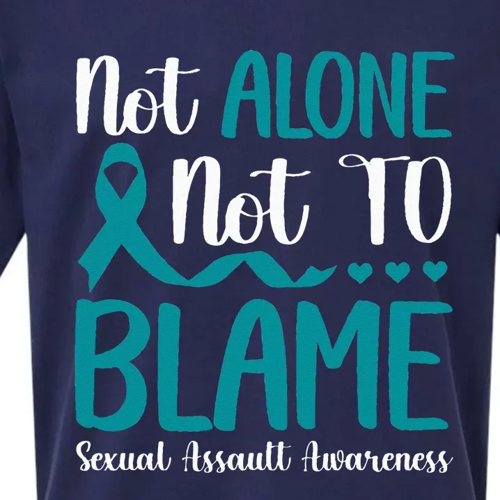 Not Alone Not To Blame Sexual Assault Awareness Teal Ribbon Sueded Cloud Jersey T-Shirt