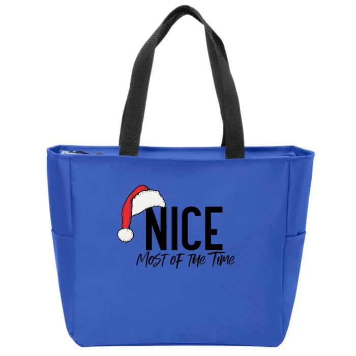 Naughty And Nice Humorous Christmas Couple Zip Tote Bag