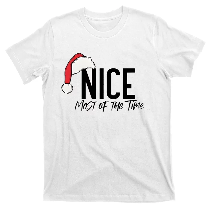 Naughty And Nice Humorous Christmas Couple T-Shirt