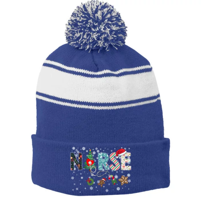 Nursing And Nurturing The Christmas Spirit Christmas Nurse Meaningful Gift Stripe Pom Pom Beanie