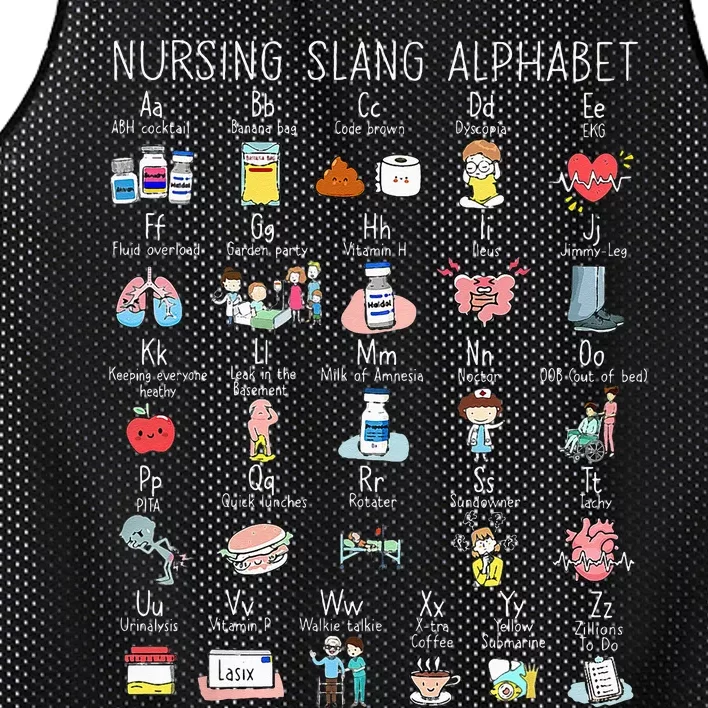 Nurse Alphabet Nurse ABCs Abcs Nursing Slang Terminologies Mesh Reversible Basketball Jersey Tank