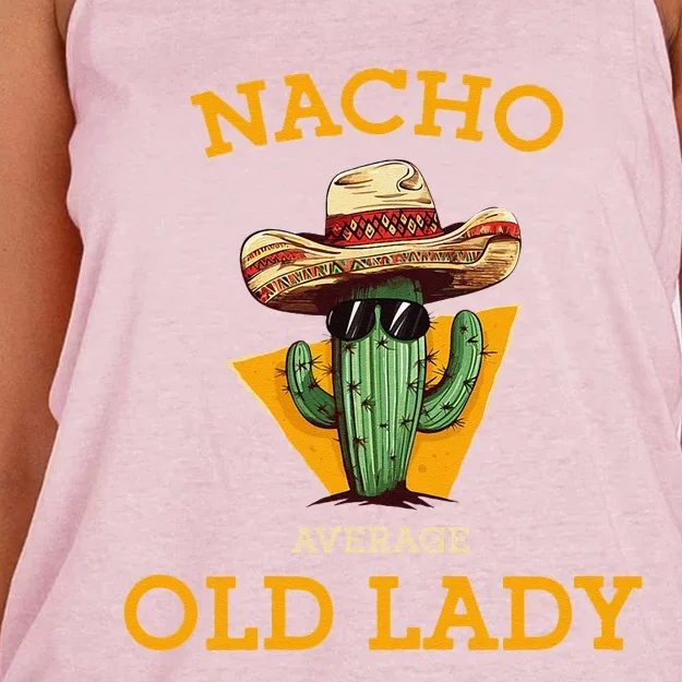 Nacho Average Old Lady Funny Mexican Senior Citizen Grandma Women's Knotted Racerback Tank