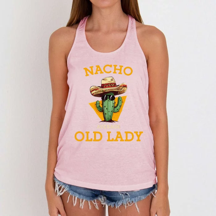 Nacho Average Old Lady Funny Mexican Senior Citizen Grandma Women's Knotted Racerback Tank