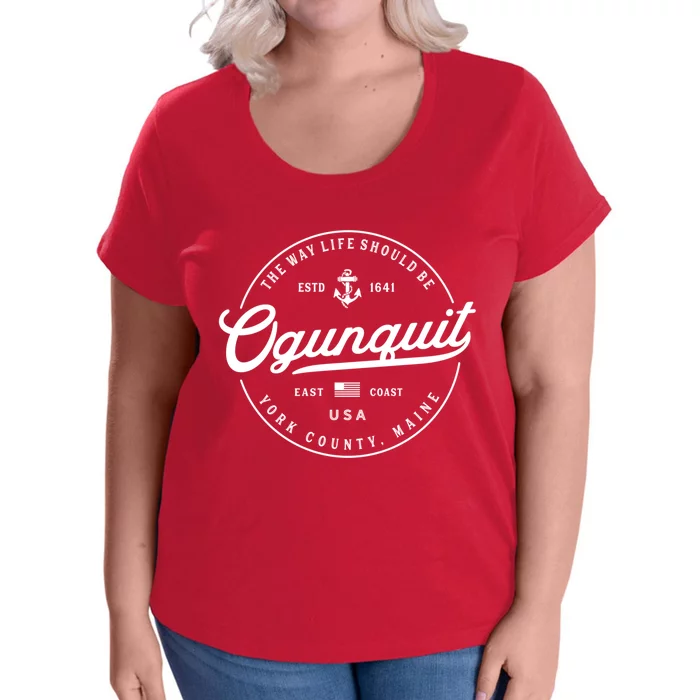 Nautical Anchor Ogunquit Maine Travel Vacation Gift Women's Plus Size  T-Shirt