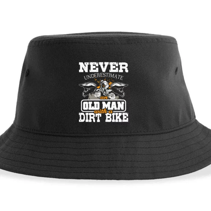 NeverUnderestimate An Old Man With A Dirt Bike Motocross Sustainable Bucket Hat