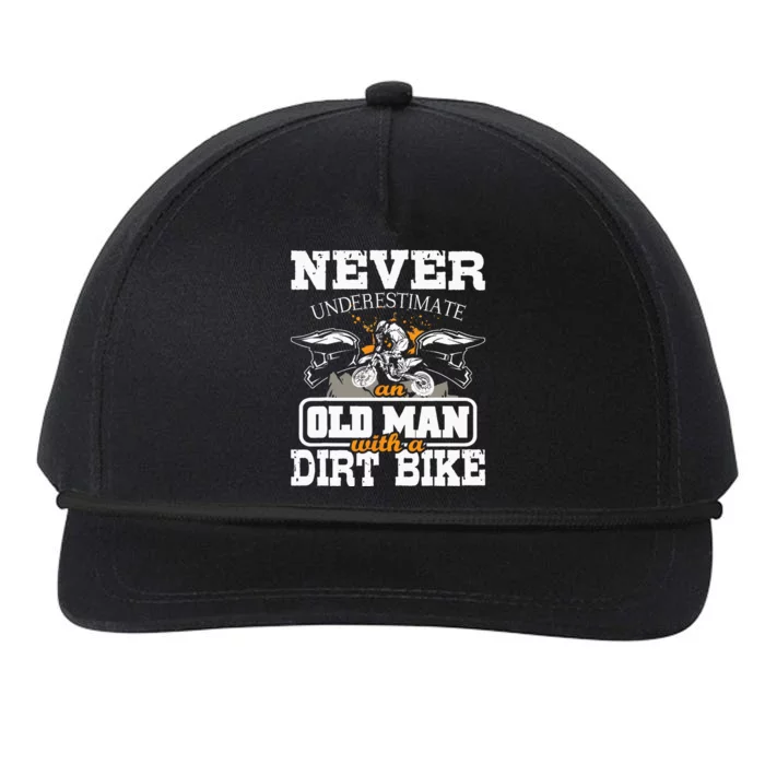 NeverUnderestimate An Old Man With A Dirt Bike Motocross Snapback Five-Panel Rope Hat