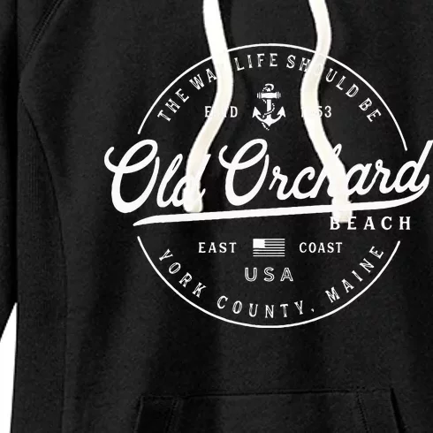 Nautical Anchor Old Orchard Beach Maine Travel Vacation Women's Fleece Hoodie