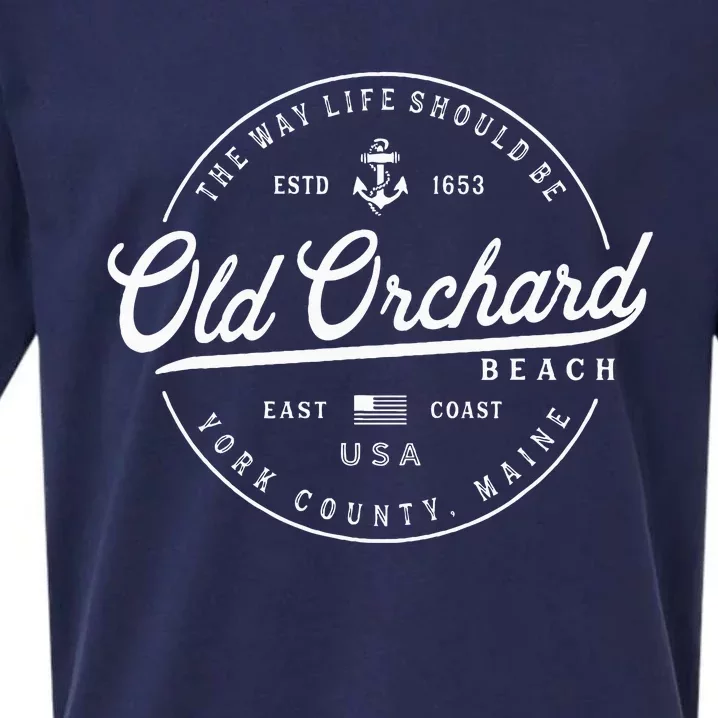 Nautical Anchor Old Orchard Beach Maine Travel Vacation Sueded Cloud Jersey T-Shirt