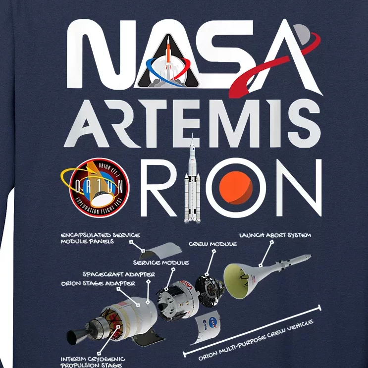 Nasa Artemis Orion Space Launch System SLS Schematics Long Sleeve Shirt