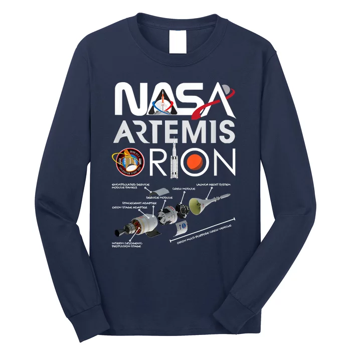 Nasa Artemis Orion Space Launch System SLS Schematics Long Sleeve Shirt