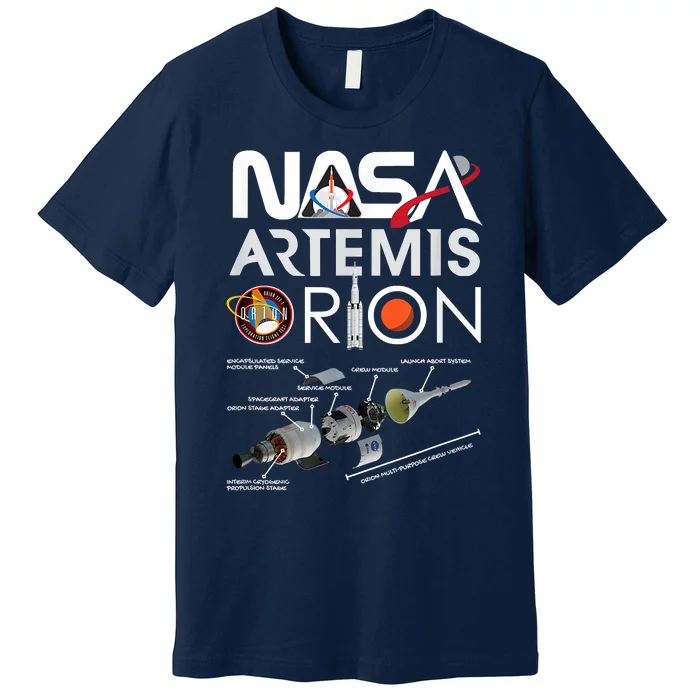 Nasa Artemis Orion Space Launch System SLS Schematics Premium T-Shirt