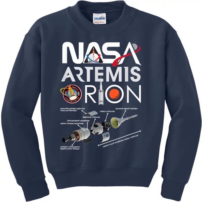 Nasa Artemis Orion Space Launch System SLS Schematics Kids Sweatshirt