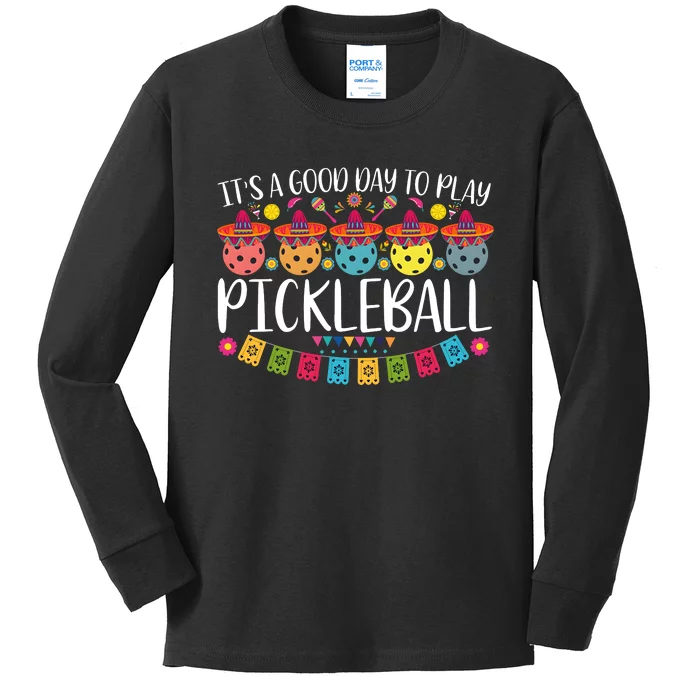 Nacho Average Pickleball Player Kids Long Sleeve Shirt