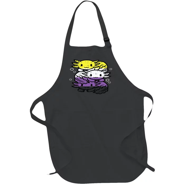 Nonbinary Axolotl Pile Non Binary Enby Lgbtq Full-Length Apron With Pocket