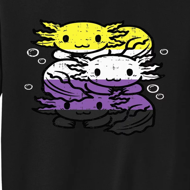 Nonbinary Axolotl Pile Non Binary Enby Lgbtq Tall Sweatshirt