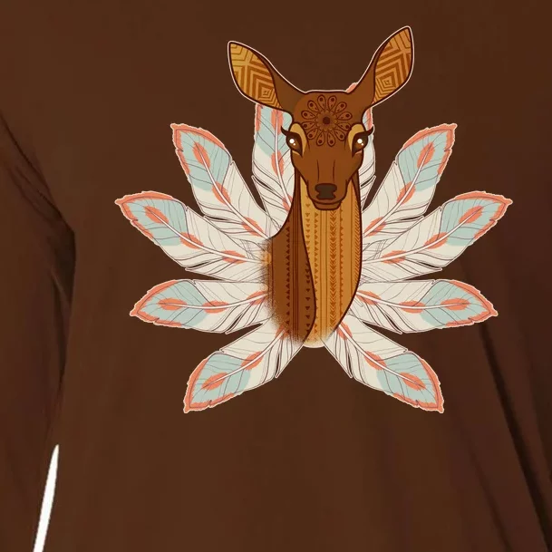 Native American Pattern Totem Deer Cooling Performance Long Sleeve Crew