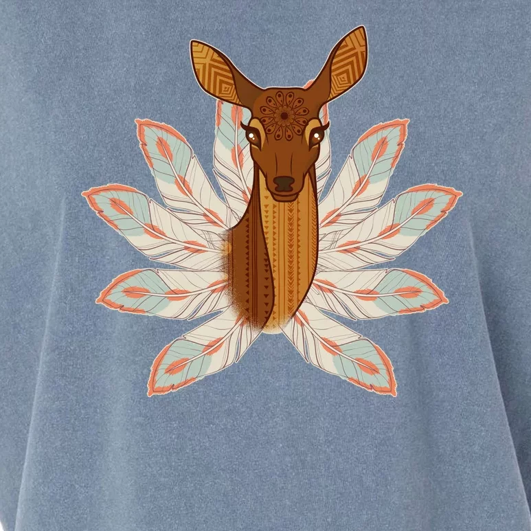 Native American Pattern Totem Deer Garment-Dyed Women's Muscle Tee