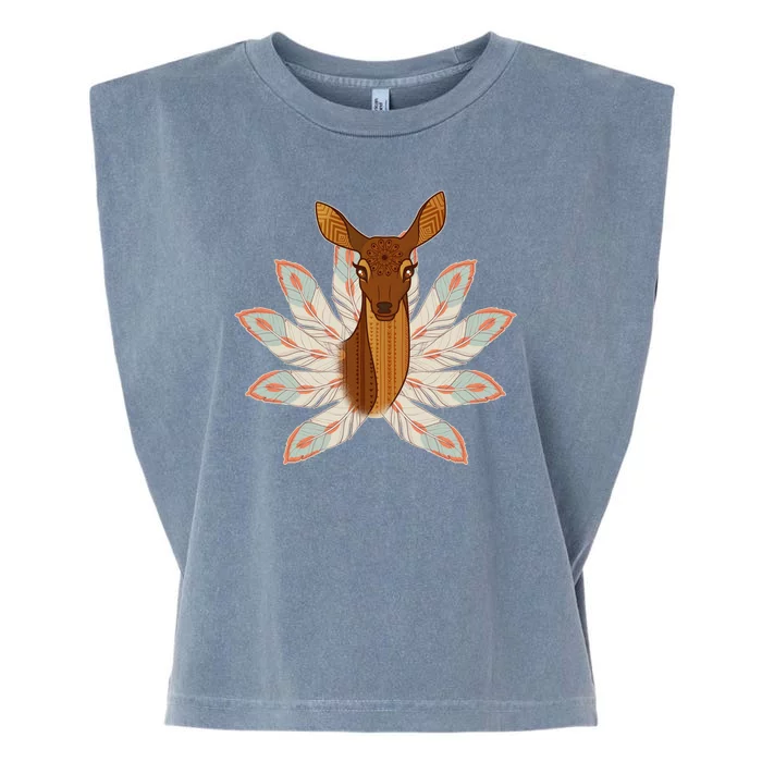 Native American Pattern Totem Deer Garment-Dyed Women's Muscle Tee