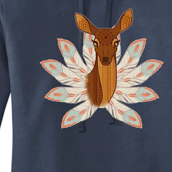 Native American Pattern Totem Deer Women's Pullover Hoodie