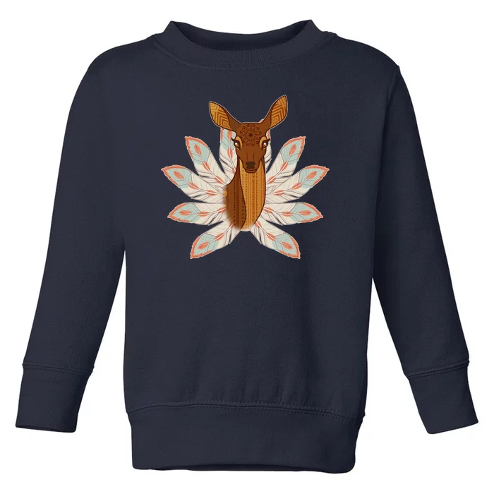 Native American Pattern Totem Deer Toddler Sweatshirt