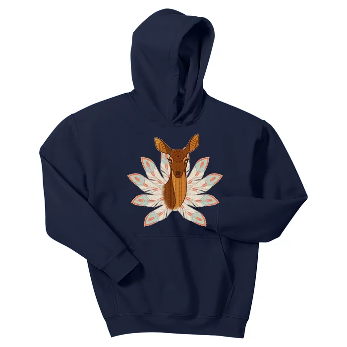 Native American Pattern Totem Deer Kids Hoodie