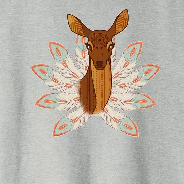 Native American Pattern Totem Deer Women's Crop Top Tee