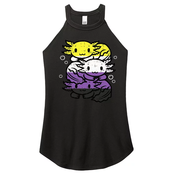 Nonbinary Axolotl Pile Non Binary Enby Lgbtq Women’s Perfect Tri Rocker Tank