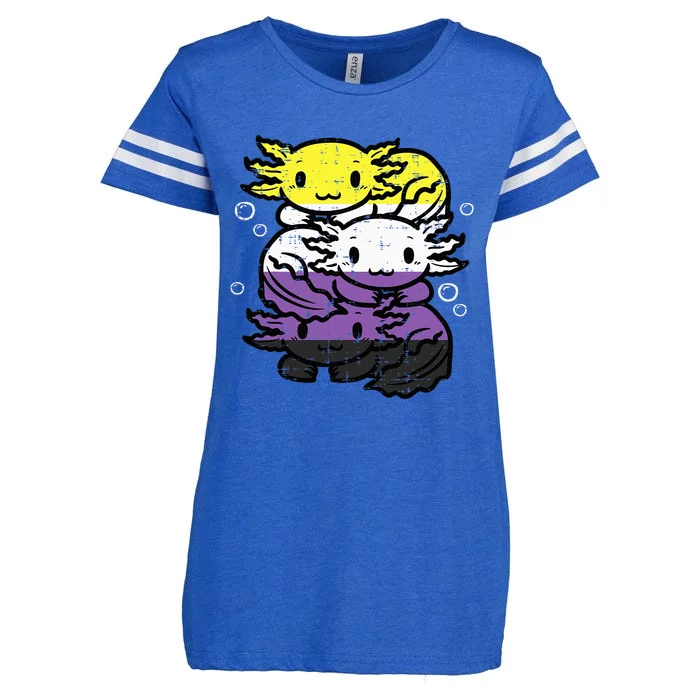 Nonbinary Axolotl Pile Non Binary Enby Lgbtq Enza Ladies Jersey Football T-Shirt