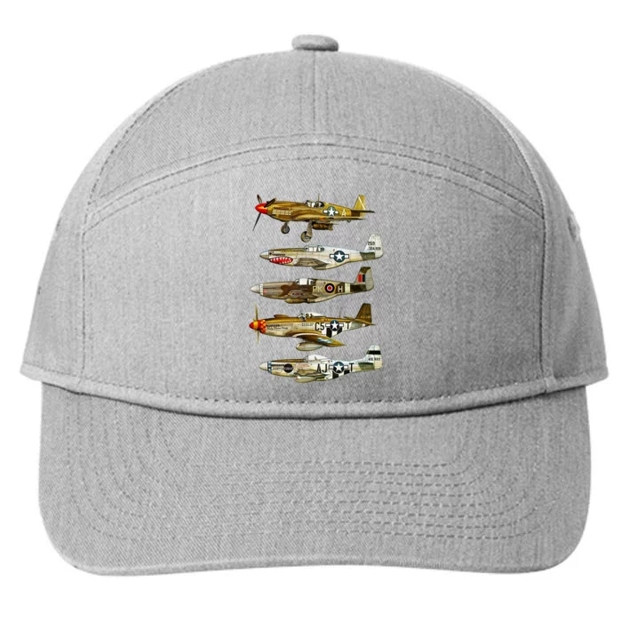 North American P51 Mustang WW2 Fighter 7-Panel Snapback Hat