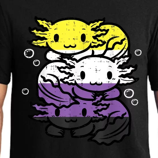 Nonbinary Axolotl Pile Non Binary Enby Lgbtq Men Women Pajama Set