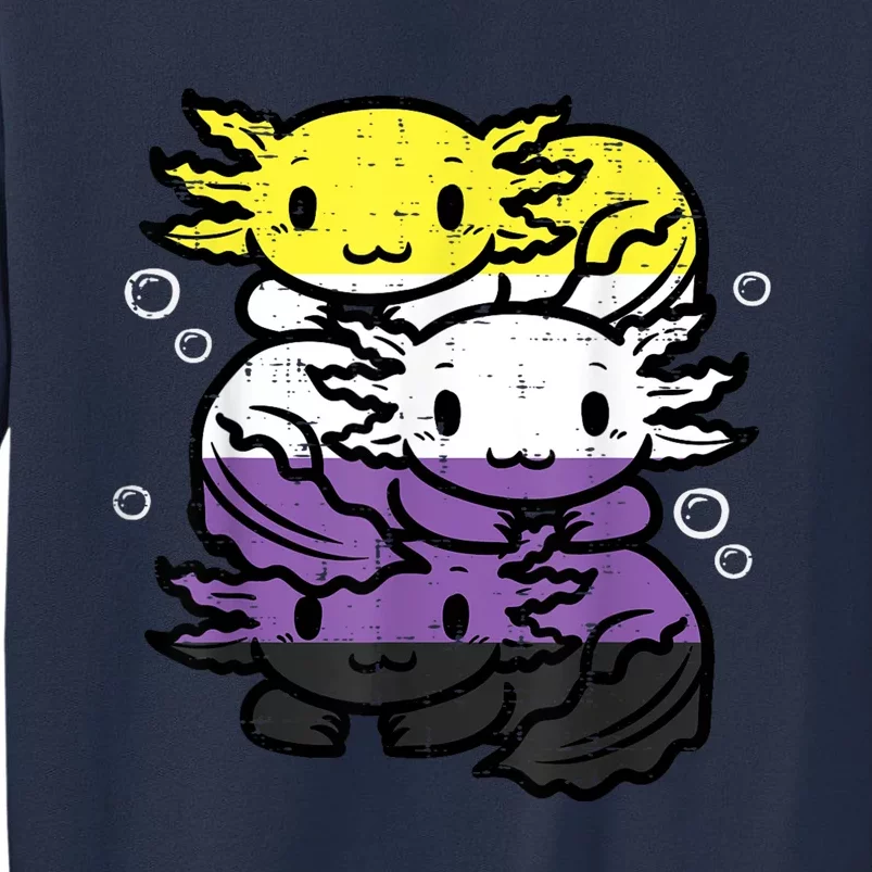 Nonbinary Axolotl Pile Non Binary Enby Lgbtq Men Women Sweatshirt