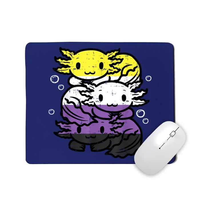 Nonbinary Axolotl Pile Non Binary Enby Lgbtq Men Women Mousepad