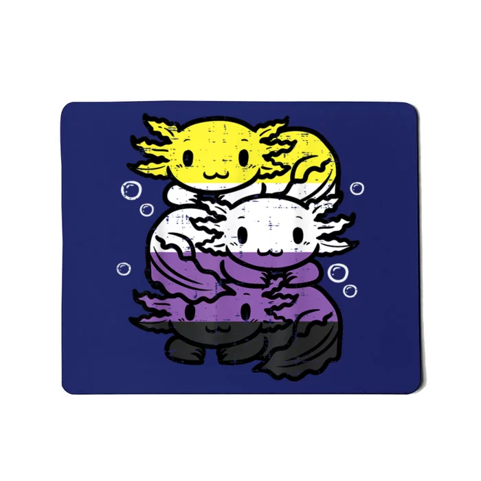 Nonbinary Axolotl Pile Non Binary Enby Lgbtq Men Women Mousepad