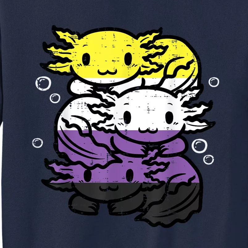 Nonbinary Axolotl Pile Non Binary Enby Lgbtq Men Women Tall Sweatshirt