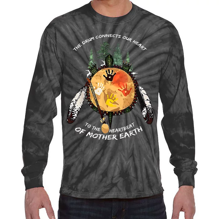 Native American Pride Indigenous Native Drum Tie-Dye Long Sleeve Shirt