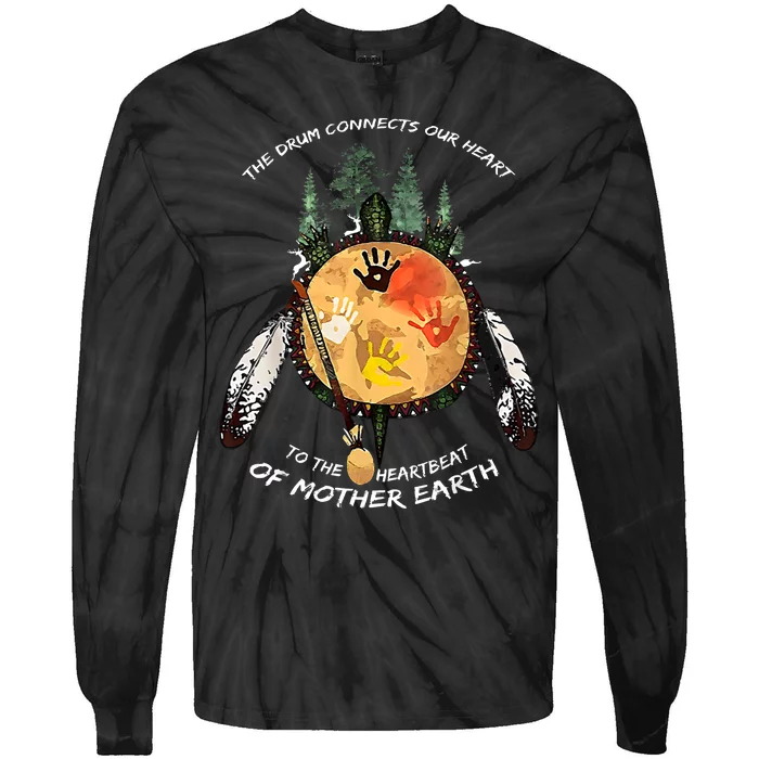 Native American Pride Indigenous Native Drum Tie-Dye Long Sleeve Shirt