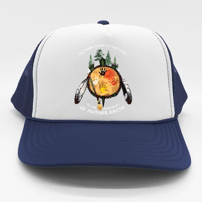 Native American Pride Indigenous Native Drum Trucker Hat