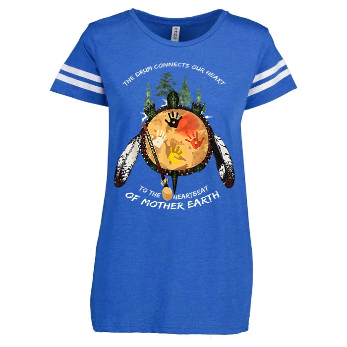 Native American Pride Indigenous Native Drum Enza Ladies Jersey Football T-Shirt