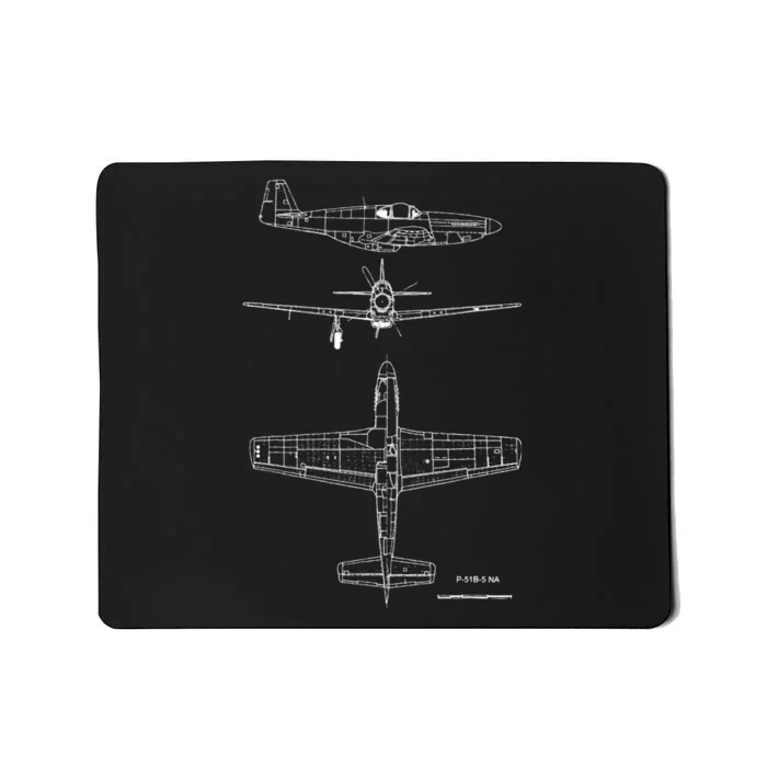 North American P51 Mustang Ww2 Fighter Blueprint Mousepad