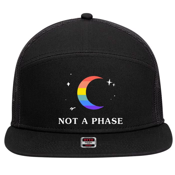 Not A Phase Gay Lesbian Lgbtq Pride Flag Moon 7 Panel Mesh Trucker Snapback Hat