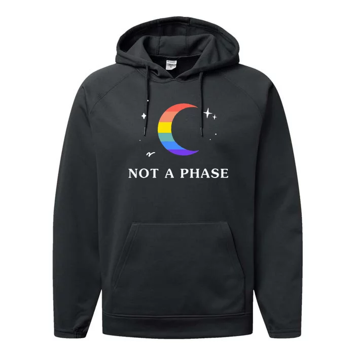 Not A Phase Gay Lesbian Lgbtq Pride Flag Moon Performance Fleece Hoodie