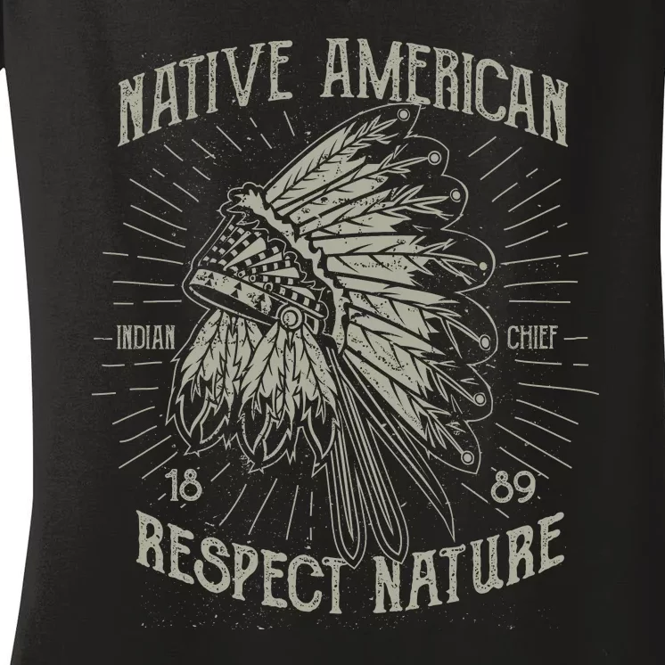 Native American Respect Nature Women's V-Neck T-Shirt