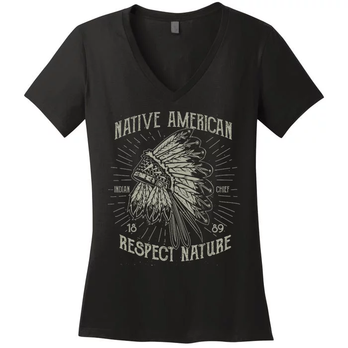 Native American Respect Nature Women's V-Neck T-Shirt