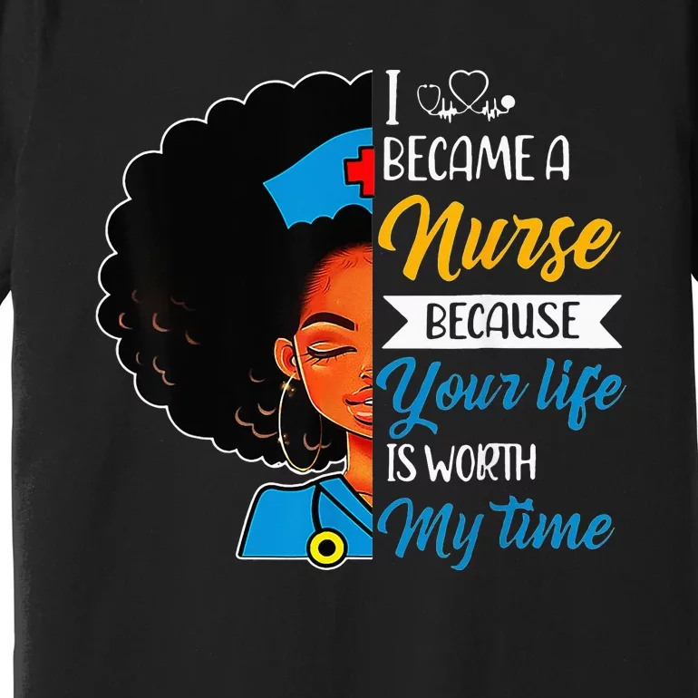 Nurse Afro Retro Cool Black History Month Premium T-Shirt