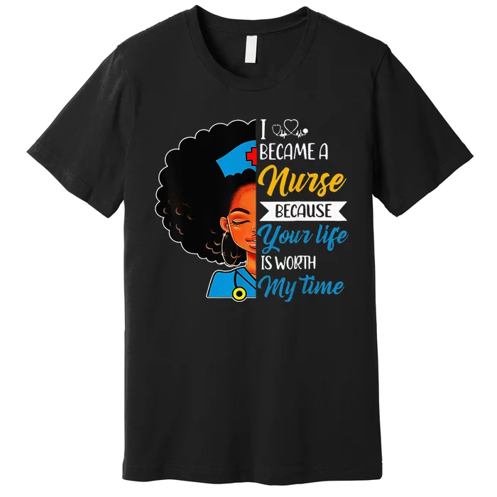 Nurse Afro Retro Cool Black History Month Premium T-Shirt