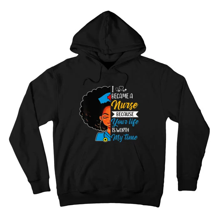 Nurse Afro Retro Cool Black History Month Tall Hoodie