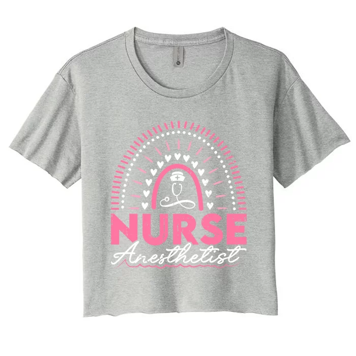 Nurse Anesthetist Rainbow Registered Nurse Gift Women's Crop Top Tee