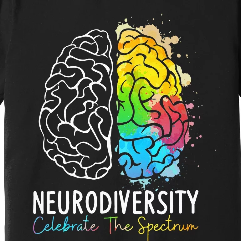 Neurodiversity - Autism Spectrum ASD ADHD Rainbow Brain Premium T-Shirt