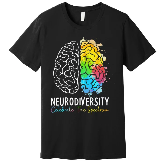 Neurodiversity - Autism Spectrum ASD ADHD Rainbow Brain Premium T-Shirt